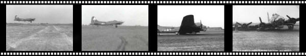 B-17 landing on single landing gear (c. 457th Bomb Group)